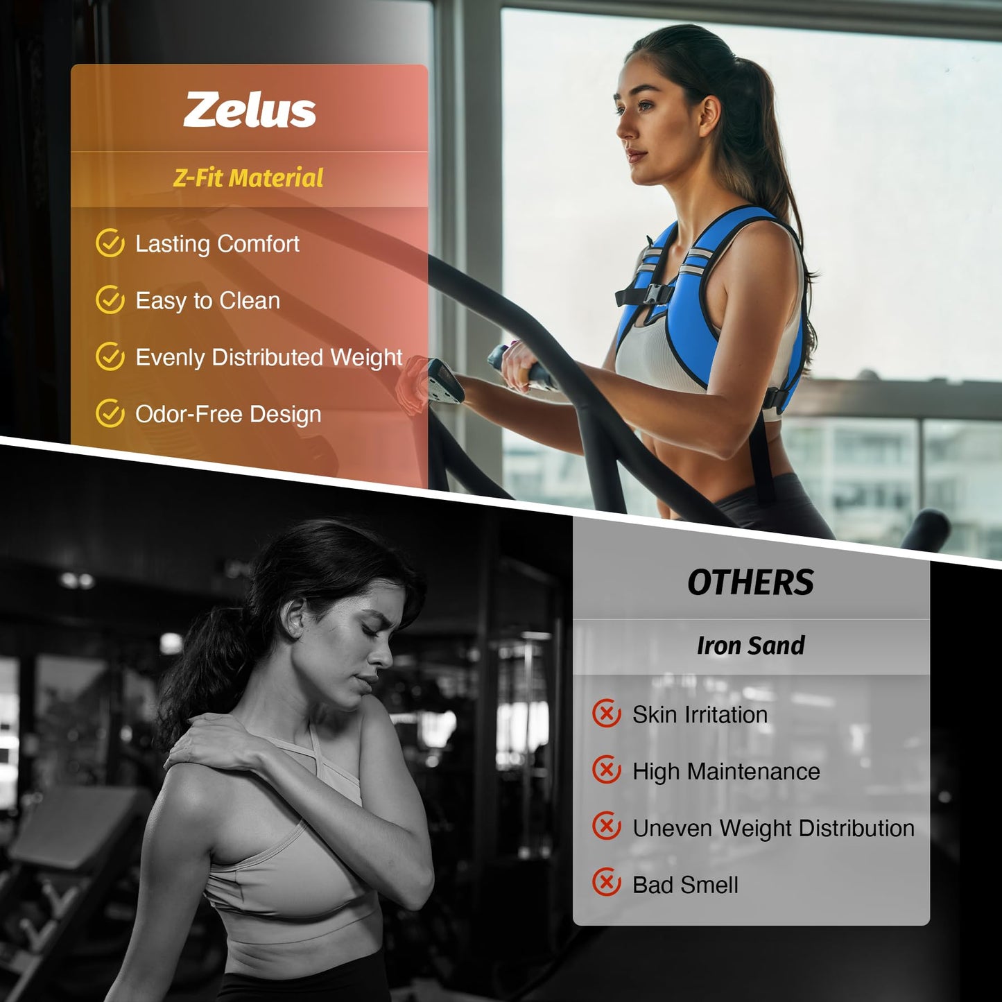 ZELUS Weighted Vest, Washable Z-Fit Soft Iron Weighted Vest for Women and Men, 5/10/15 lb Weight Vest with Reflective Strips & Adjustable Straps, Ultra Thin Weight Vest for Gym Strength Training (10lb) Light Blue