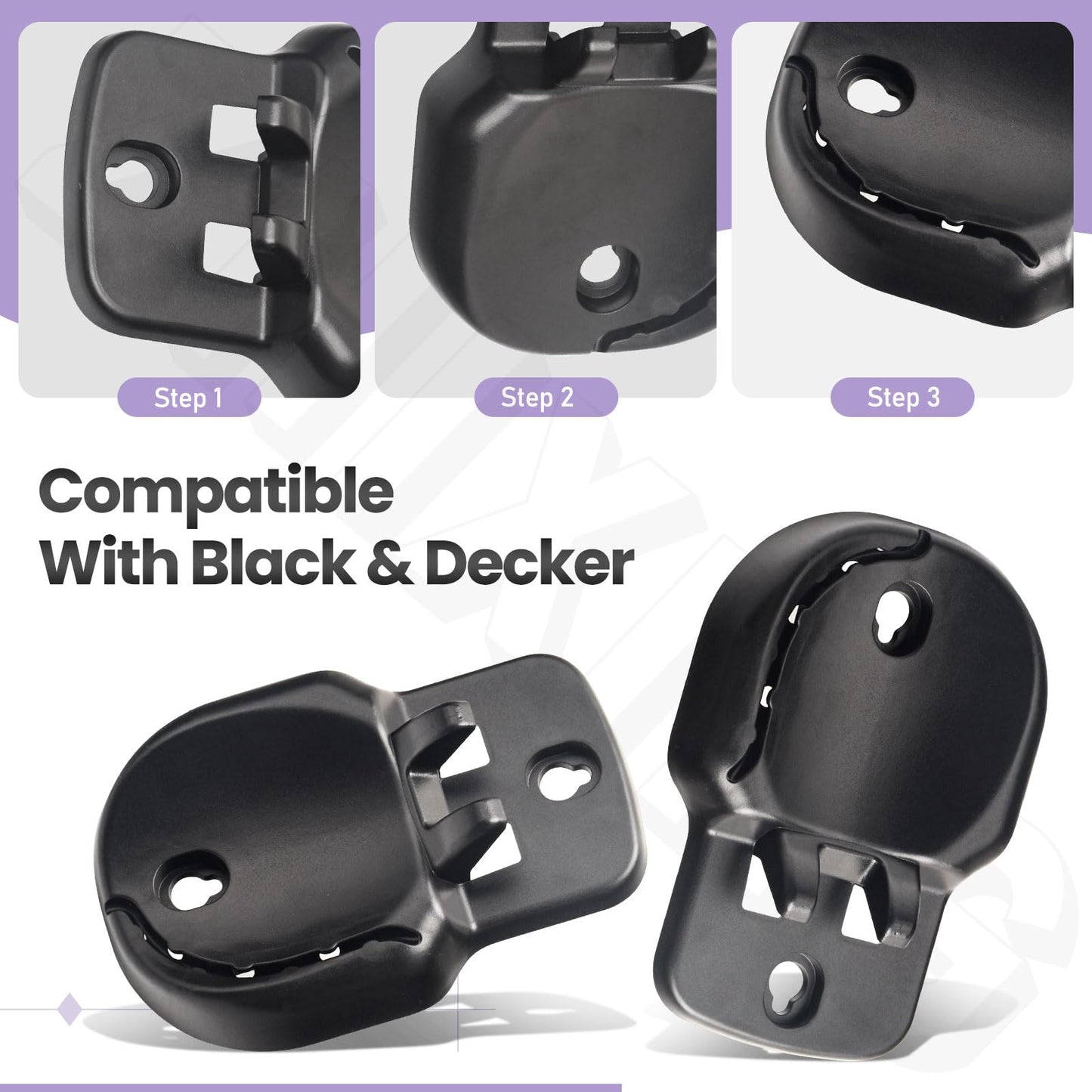 2 Pack 90606947-01 Vacuum Wall Base | Replacement Wall Mount Compatible with Black & Decker BDH2010LP, HHVI325JR, HHVI325JR22TG, HHVI325JR22, HHVI320JRS02