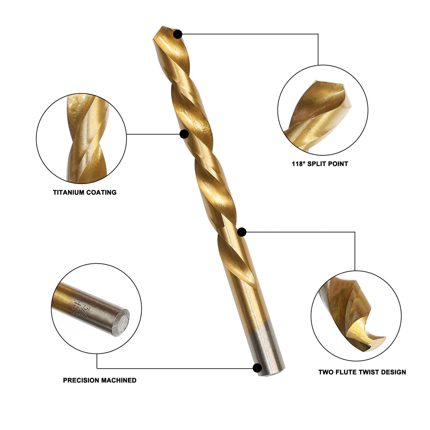 Axelord 99 Pcs Drill Bit Set(1/16“-3/8”), 135° Tip Titanium Coated High Speed Steel, Twist Drill Bit Kit for Iron, Aluminum Alloy, Copper, Wood, Plastic, with Hard Storage