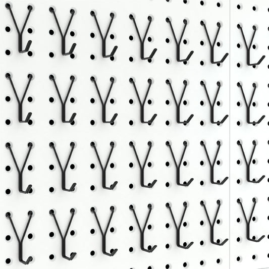 HUHOLE Pegboard Hooks, L-Hook, 1 Inch Black Hooks 40 Pack, Ideal Display Pegs for Hanging Jewelry, Necklaces, Keys, Retail Items, Small Tools, Will Not Fall Out, Fits 1/8” 3/16” Peg Boards