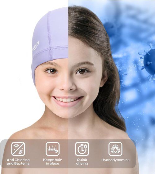 COOLMATE Swim Cap for Women, Men & Kids - Lightweight Silicone, Water-Resistant, Non-Slip Fit | Ideal for Pool & Lap Swimming