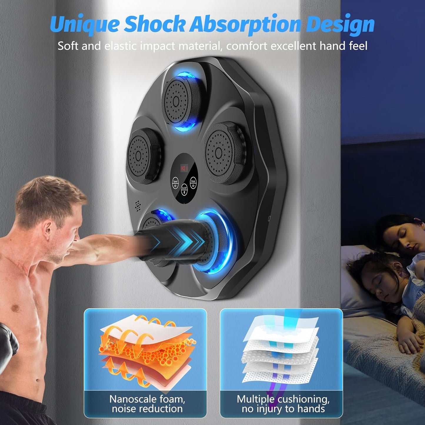 Music Boxing Machine - Interactive Punching Trainer with Gloves | Large Wall-Mounted Target for All Ages