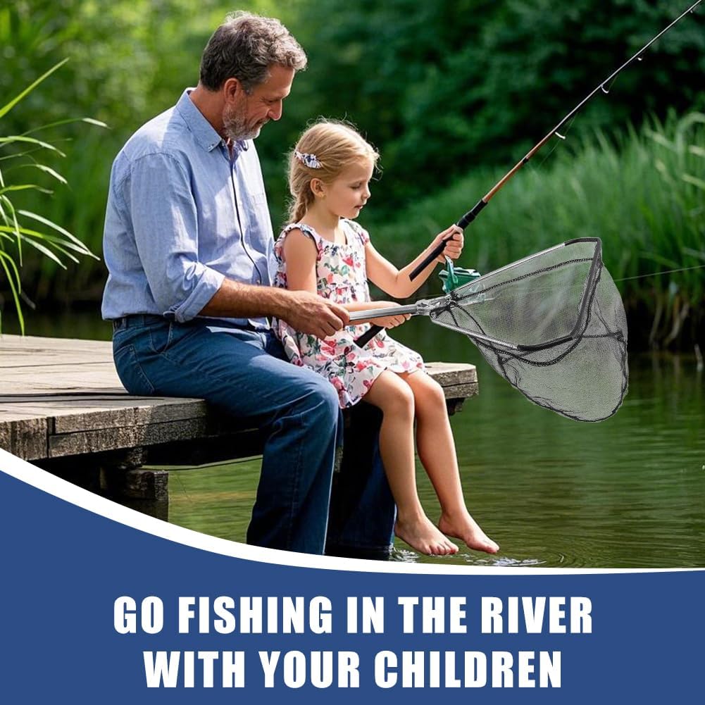 Skiennix Fishing Net - Collapsible Telescopic Handle with Durable Nylon Mesh - Small Size for Freshwater & Saltwater