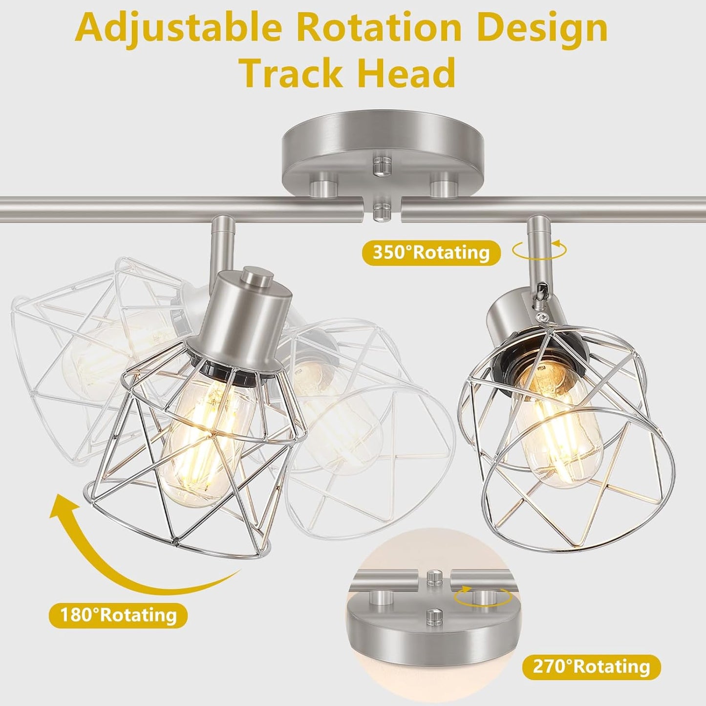 Adjustable 4-Light Semi Flush Mount Ceiling Light with Metal Cage - Farmhouse Style for Dining & Living Rooms