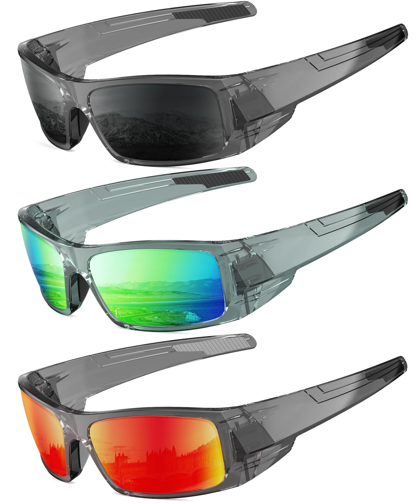 QALLY Polarized Sports Sunglasses for Men Women Wrap Around Sun Glasses UV400 Protection Mens Sunglasses Cycling Fishing Golf