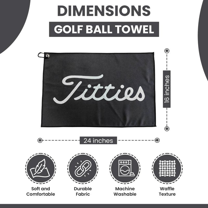 Syren Premium Black Funny Microfiber Towel with Holder Clip - Exclusive Golf Accessory for a Fun Golfing Experience