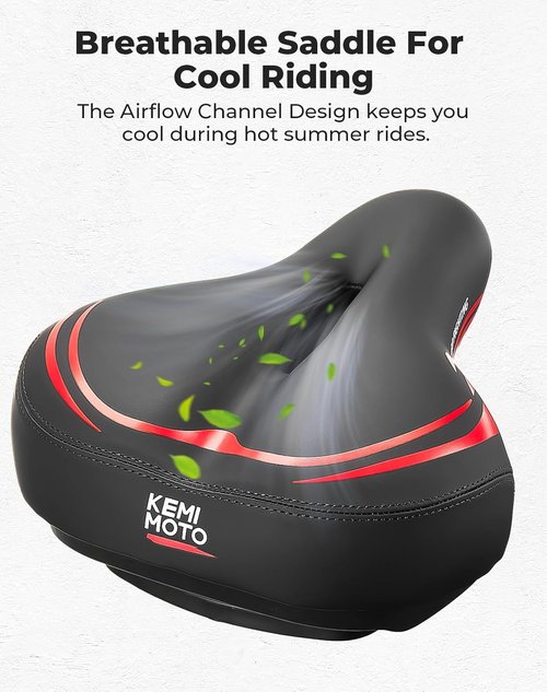 KEMIMOTO Bike Seat Cushion - Soft Foam Padded Comfort for Men & Women | Ideal for Touring & Commuting
