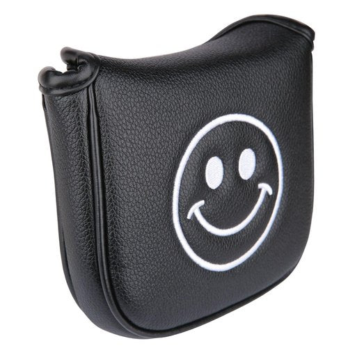Golf Club Square Mallet Putter Head Cover Soft Leather with Embroidery Magnetic Closure (Black)