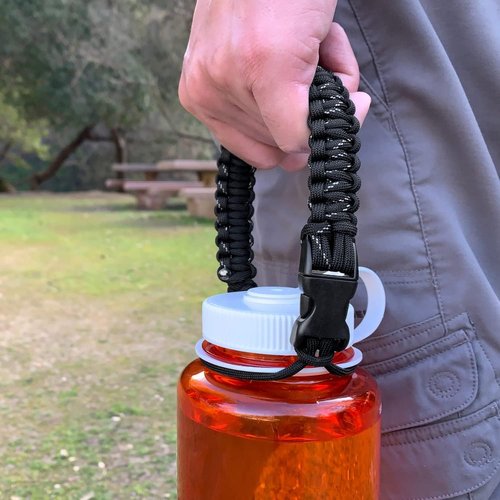 Gearproz Hydrocord Handle for Nalgene Water Bottles, Fits Wide Mouth Water Bottles, Durable Carrier, Secure Accessories, Compatible with 32oz, 36oz, 48oz Water Bottle (Black)