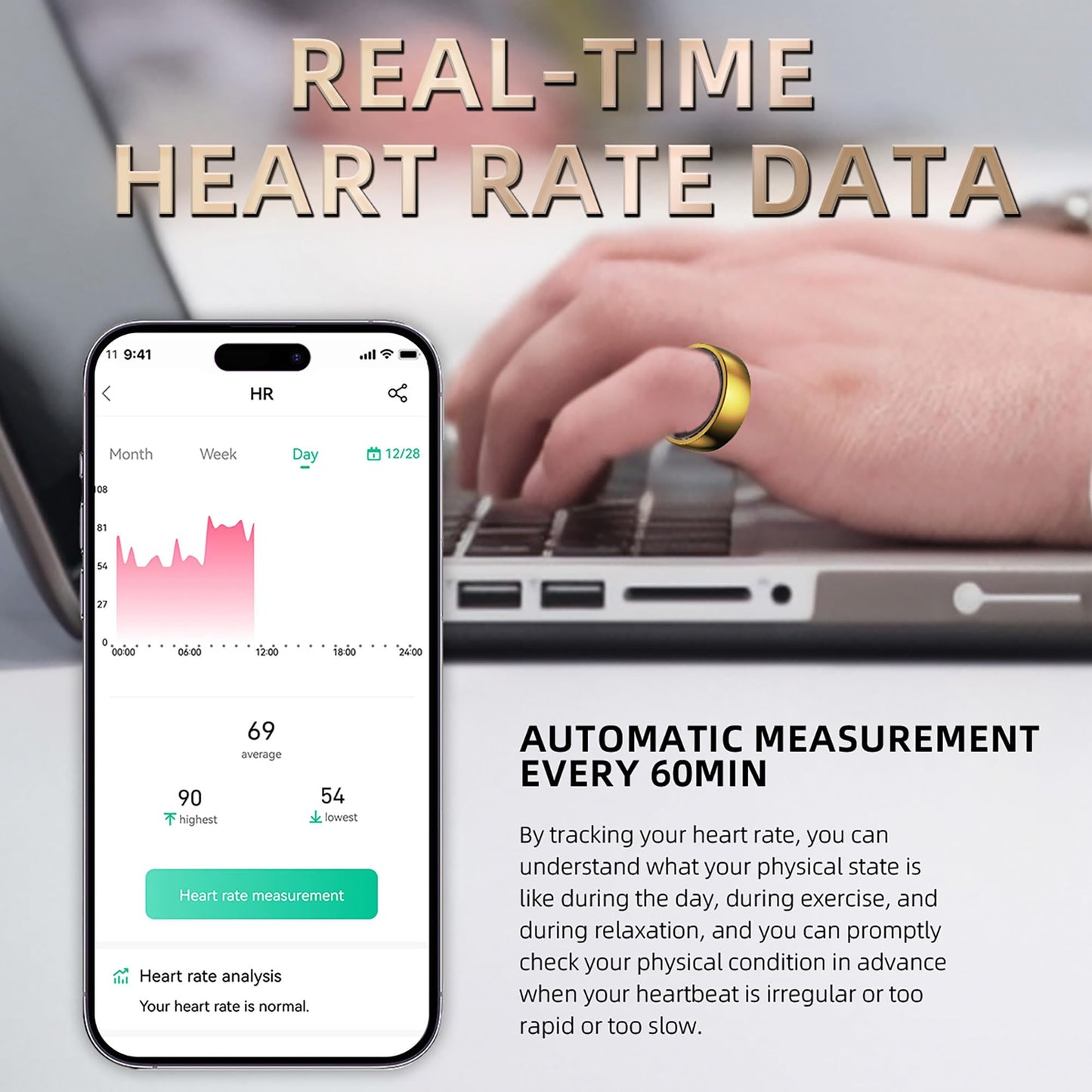 Smart Fitness Tracker - Health Ring with Remote Camera, Heart Rate & Sleep Monitor - Waterproof Sports Step Counter for Men & Women