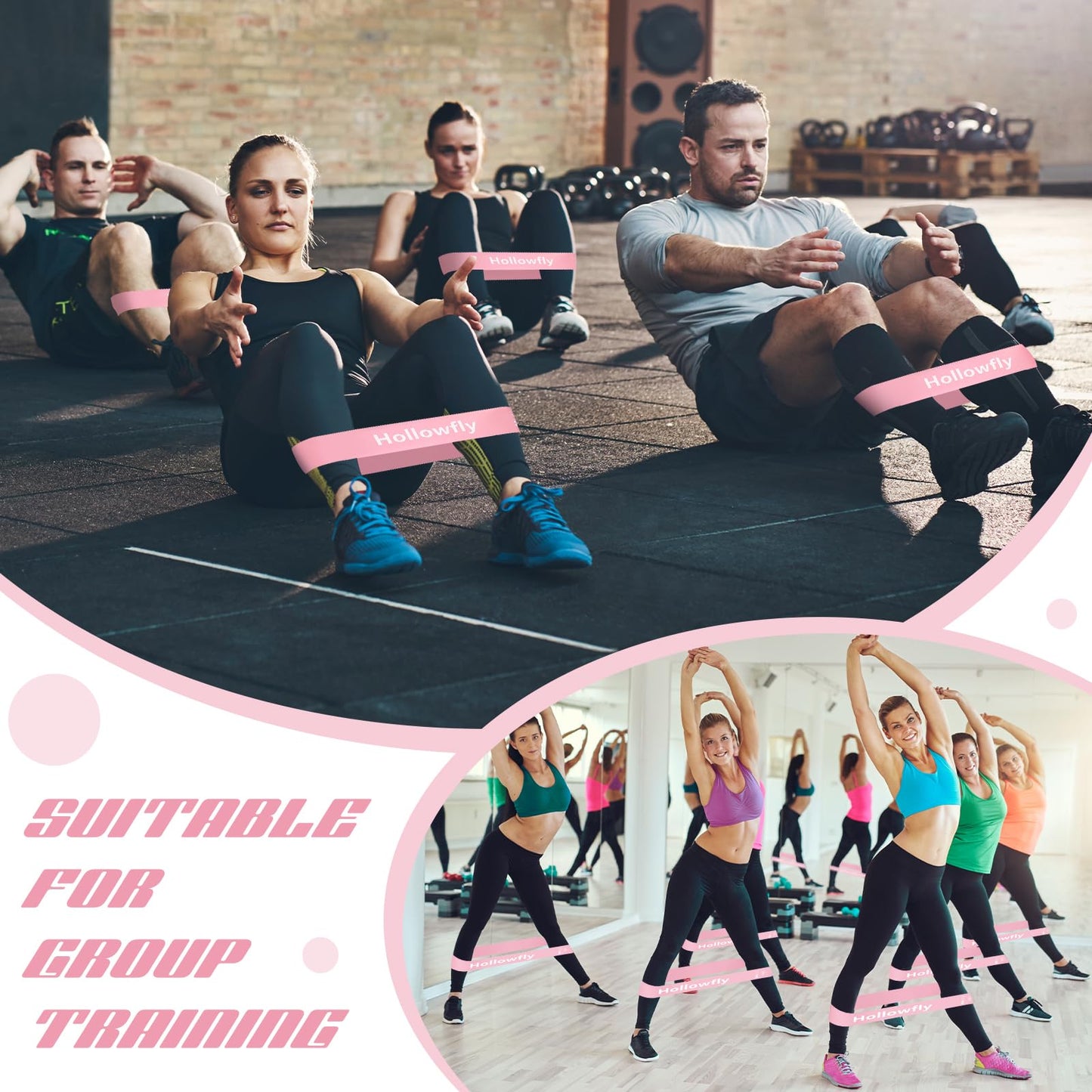 Hollowfly 12 Pcs Latex Resistance Loop Exercise Bands for Booty Workout Stretch Exercise Bands Non Slip for Legs Squat Resistance Loop Women Men Starter Butt Hip Thigh Fitness(Light Pink,Light)