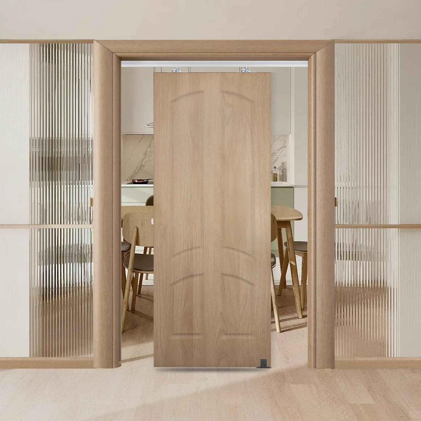 MaxxGeek 5FT/60in Sliding Pocket Door Hardware and Track Set,Soft Close Aluminum Box Sliding Door Rail Track Kit,Smoothly and Easy to Install,60" Track Kit for 23"-30" Wide Single Door