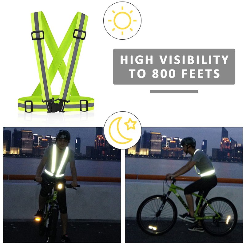 Miushion Reflective Vest | Safety & High Visibility for Running, Jogging, Dog Walking, Cycling | Adjustable & Elastic Reflector Fits Outdoor Clothing (Pack of 20)