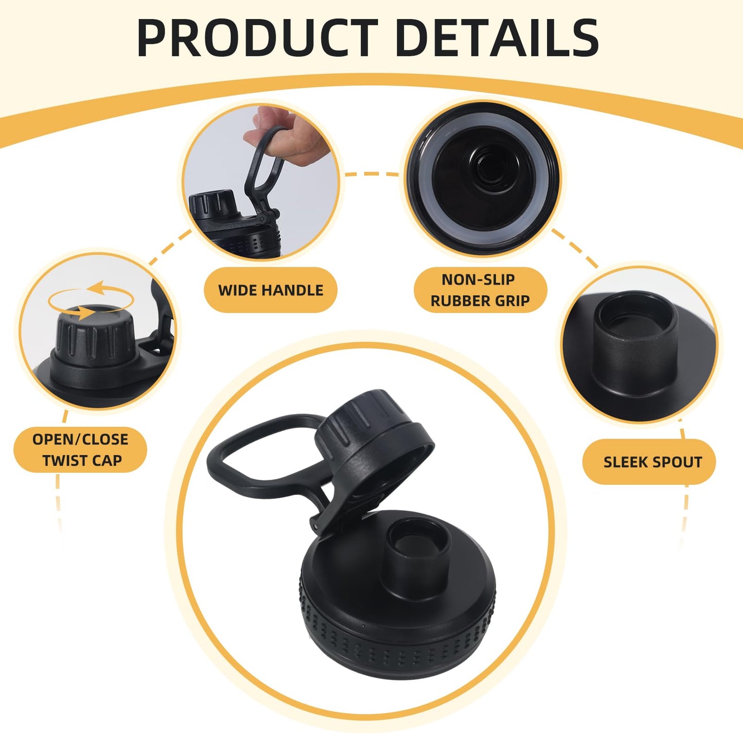 MEIJIAYOU Replacement Lid Compatible with Rtic Outback Bottle 32oz Only(Other Size Not Fit), Water Bottle Lid Fit for Rtic Outback 32 oz Spout Lid, 2PCS