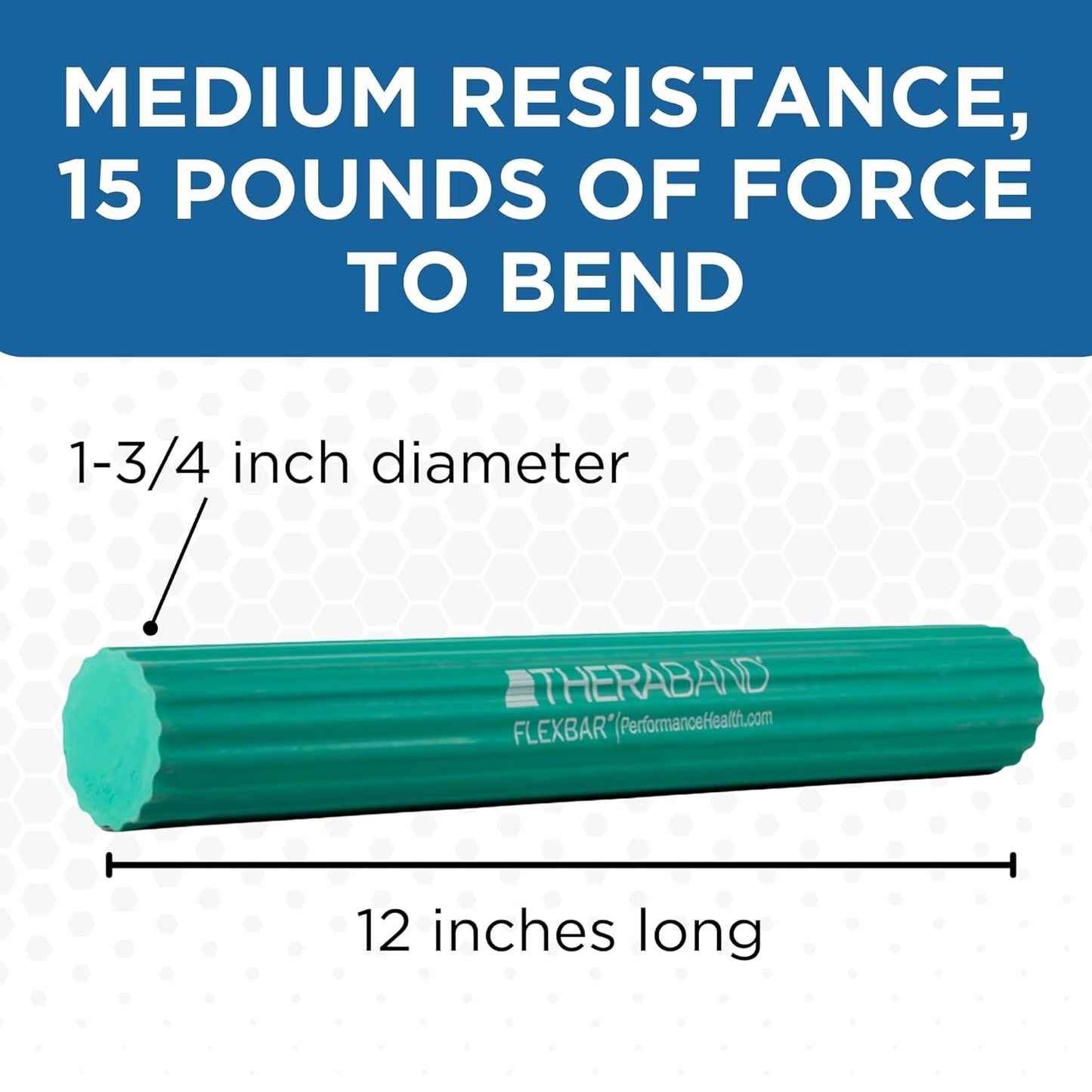 TheraBand FlexBar Resistance Bar - Medium Green Flex Therapy Tool for Wrist & Forearm Exercises