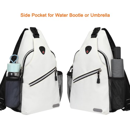 MOSISO Sling Backpack, Multipurpose Crossbody Shoulder Bag Travel Hiking Daypack, Ivory White, Medium