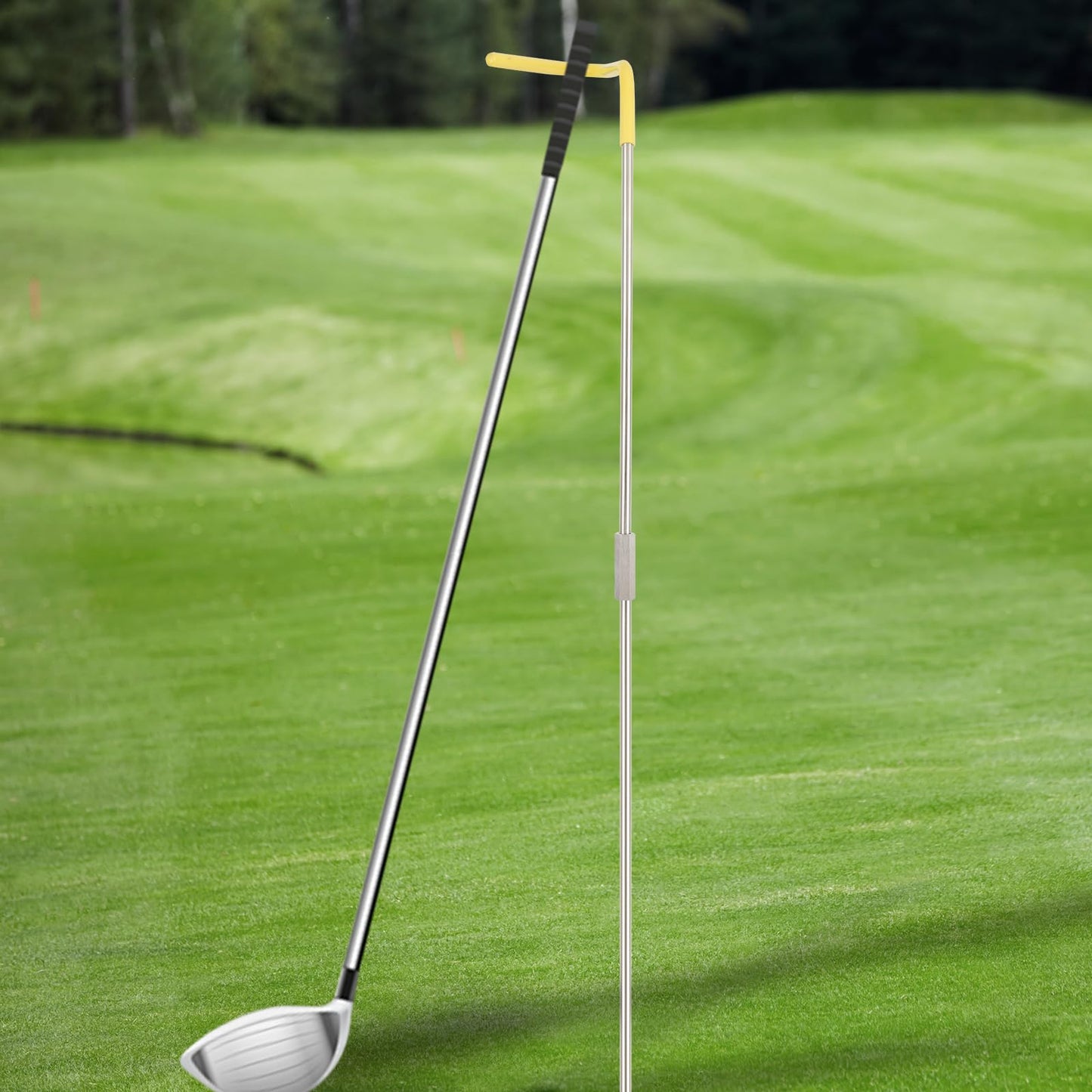 Greeily Golf Club Holder Stand, 32" V-Shaped Golf Club Stand for Putting Green Backyard Placing Clubs and Keeping Clubs Clean Made of Highly Durable Iron Material