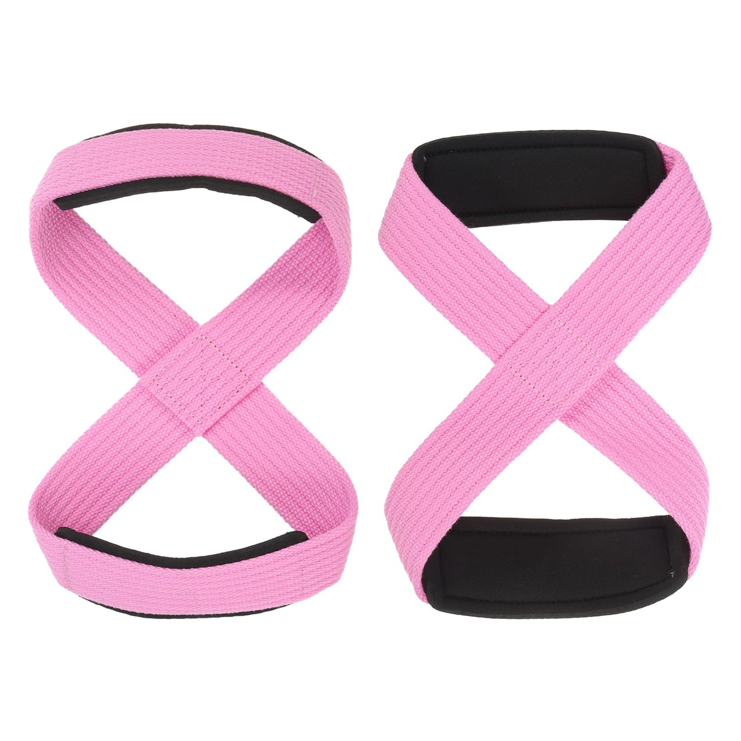 PATIKIL Figure 8 Lifting Strap, 2 Pack Weightlifting Wrist Wraps Dead Lift Padded Grips 8 Loop Weight Lifting Straps for Fitness Power Strength Training, Stripe Pink, M