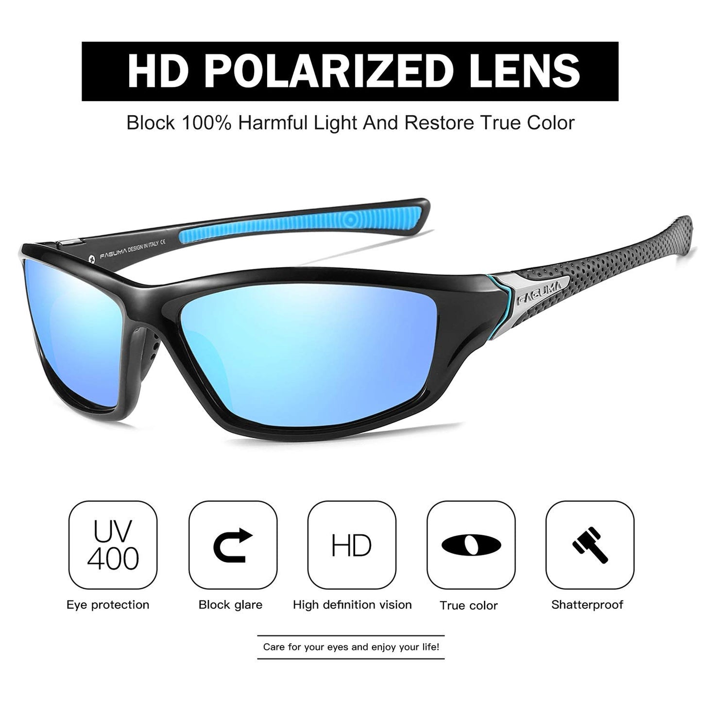 FAGUMA Sports Polarized Sunglasses For Men UV400 Protection