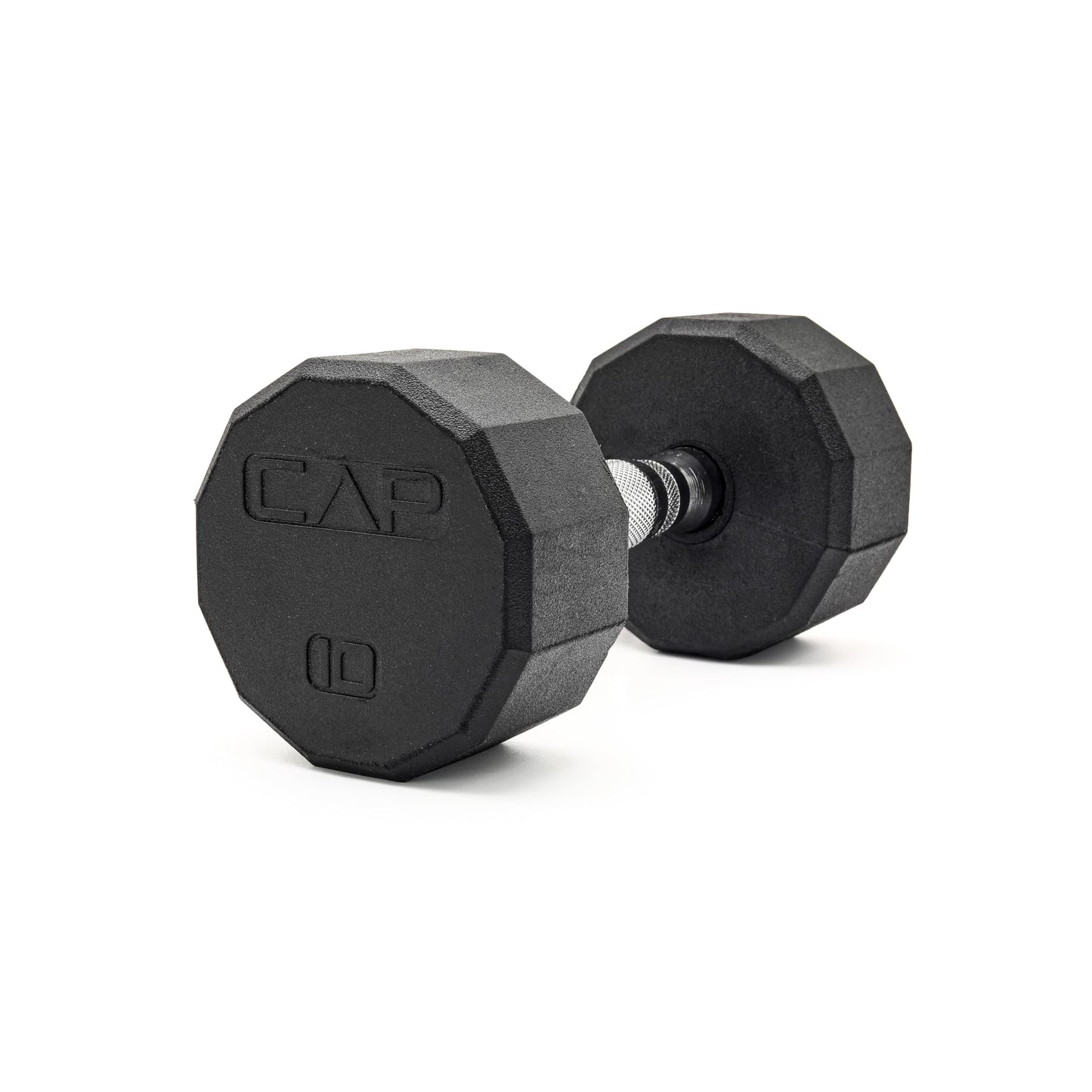 CAP 10lb Rubber Coated 12-Sided Dumbbell, Chrome Grip, Free Weights, Single