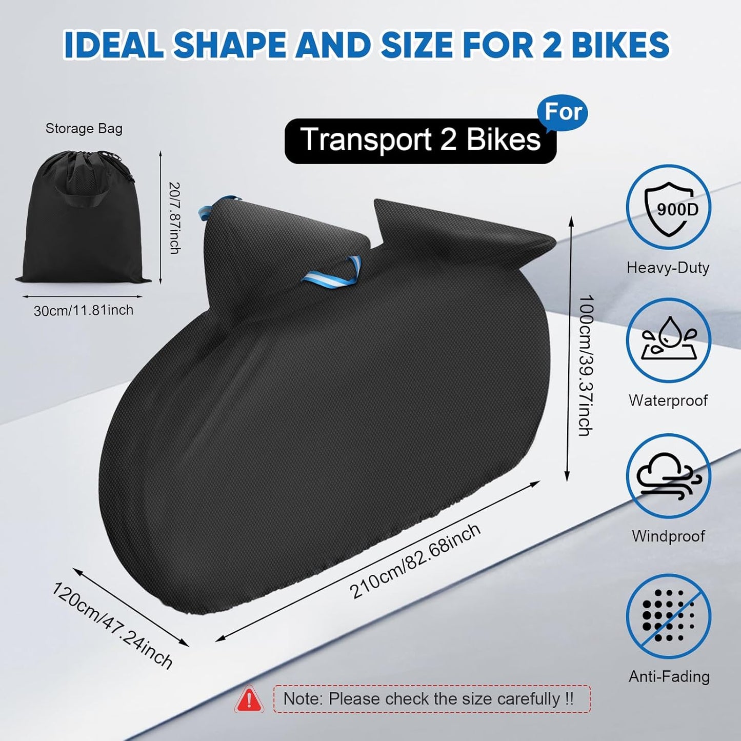 Skiennix Bike Cover for 2 Bikes - Heavy Duty Waterproof Protection | 900D Fabric with Windproof Design