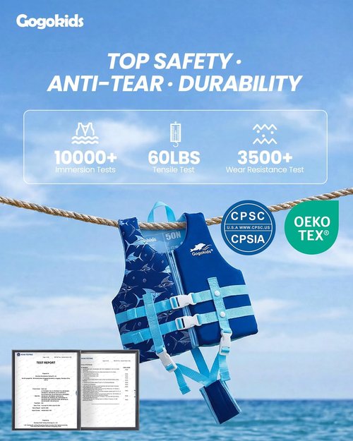 Gogokids Toddler Swim Vest - Buoyancy Jacket Floaties for Kids 2-8 Years | Pool & Beach Fun, 22-60 lbs