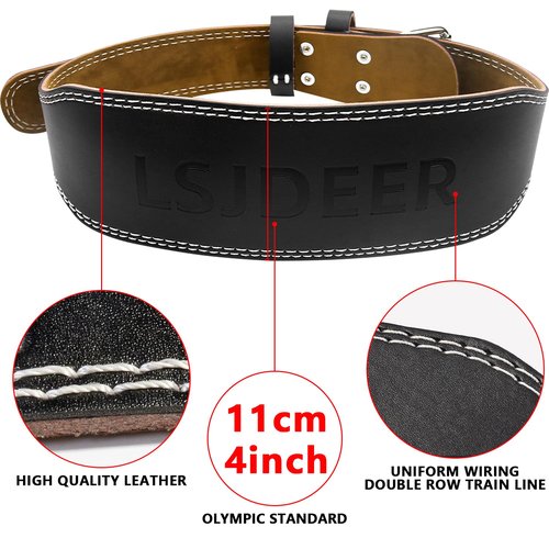 Leather Weight Lifting Belts for Men, Gym Belt for Weight Lifting, Lower Waist Back Support for Powerlifting Weightlifting Heavy Duty Workout Strength Training Bodybuilding Cross Training Dip