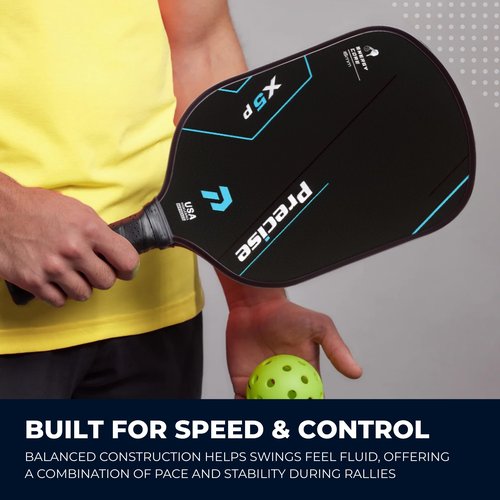 Precise Pickleball Paddle – USAPA Approved – Smooth (Power & Speed) & Textured (Spin & Control) Surfaces – Lightweight Core, Comfort Grip – for Indoor & Outdoor Play – Blue, Smooth (Power & Speed)