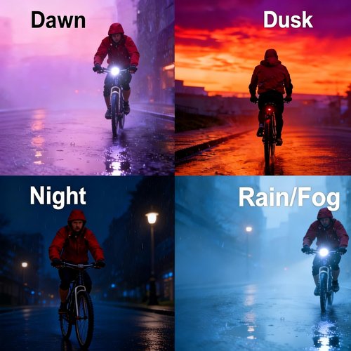 Bike Light Set for Night Riding – Be Seen from Far Away, High Visibility Bicycle Front and Back Taillight Reflectors for Urban Commuters, Day & Night Safety Cycling Light