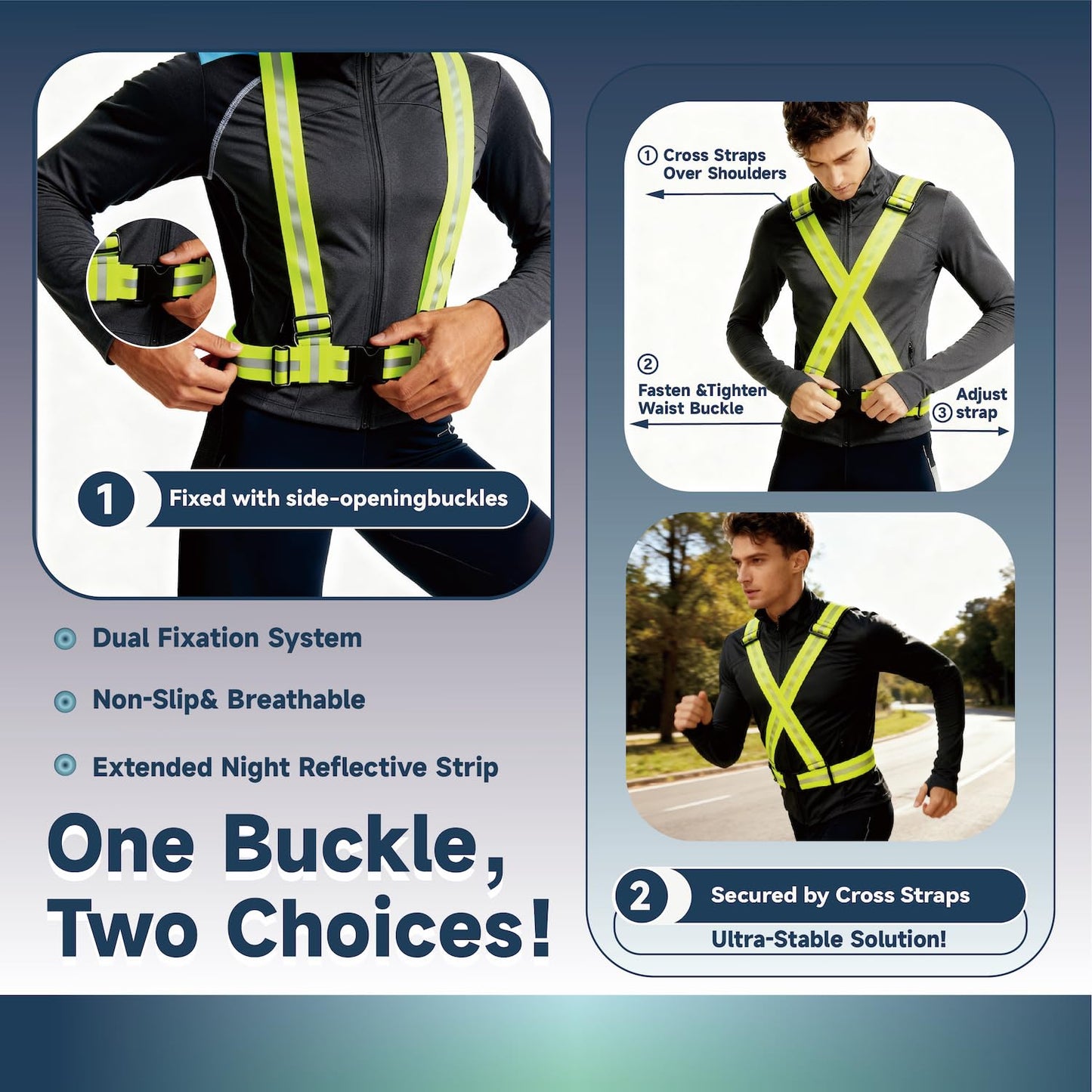 OXYWYAN Reflective Vest with Portable Pack, High Visible Safety Gear for Running Cycling Walking, Adjustable for Men Women