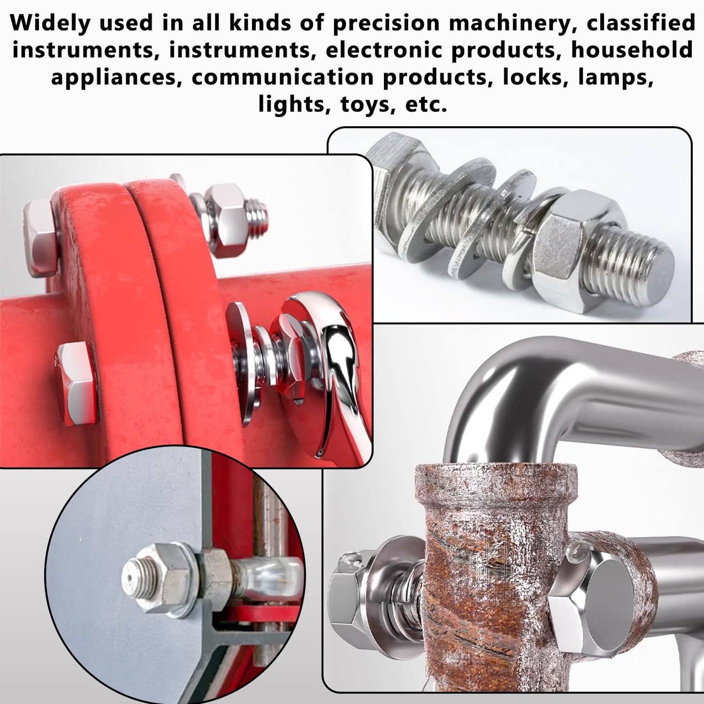 Aienxn 1000PCS Spring Lock Washers Assortment Kit, 9 Metric Sizes -M2, M2.5, M3, M4, M5, M6, M8, M10, M12, 304 Stainless Steel Washers for Bolts Screws, Split Lock Washer Set