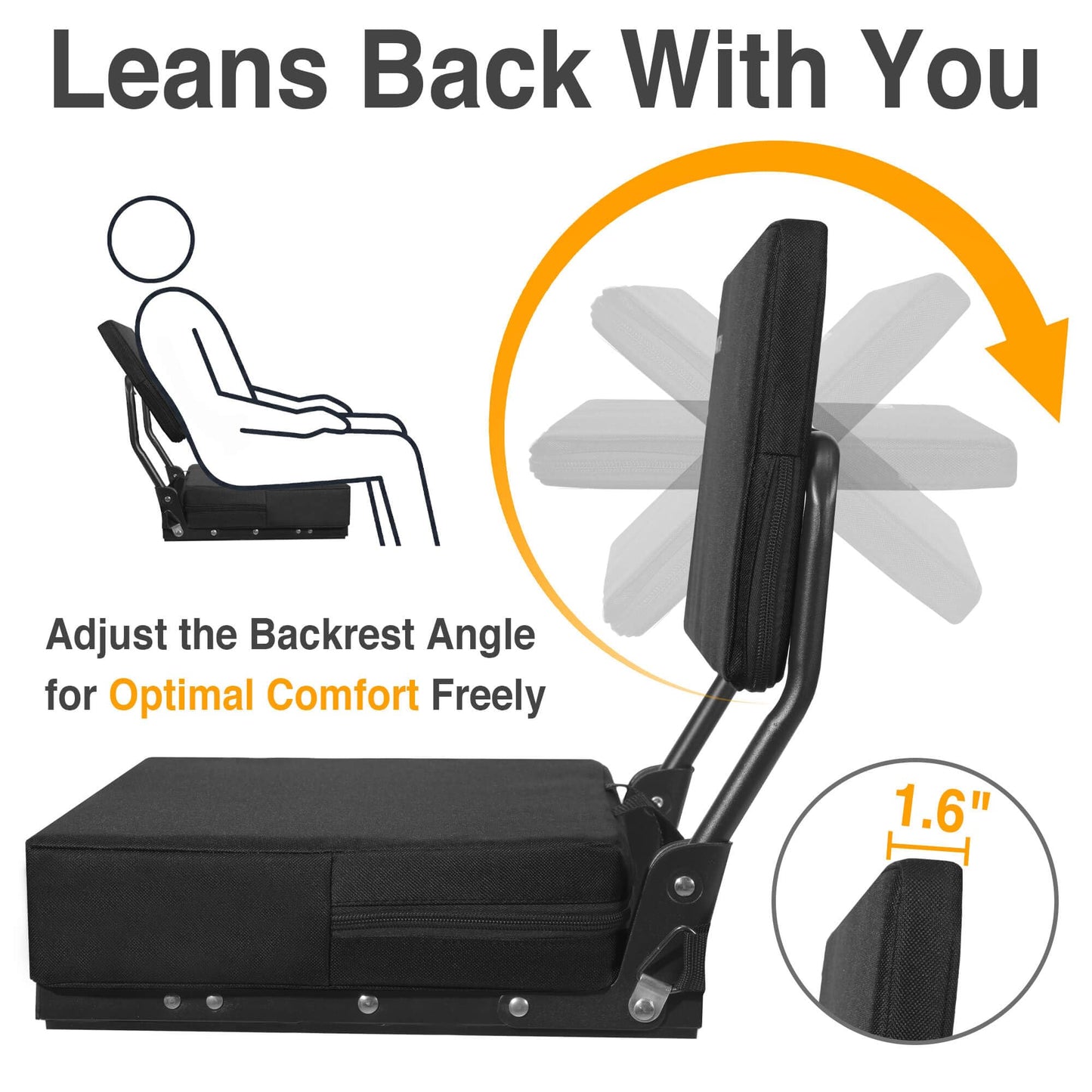 HUTMANG Swivel Backrest Stadium Seat, High-Density Cushion Bleacher Chair