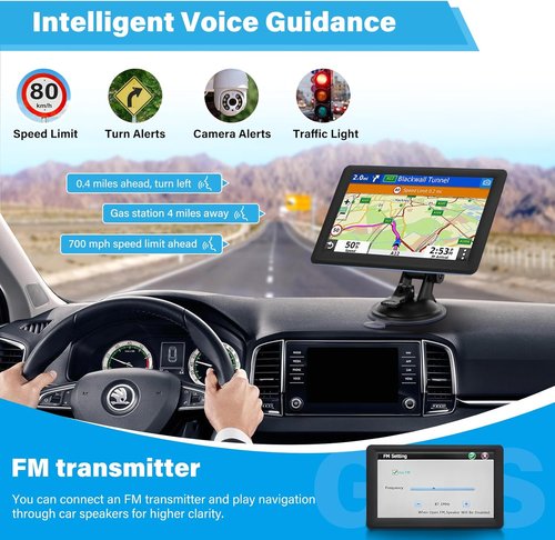 GPS Navigator - 7-Inch Touch Screen with 2026 Maps | Real Voice Turn-by-Turn Directions & Speed Alerts