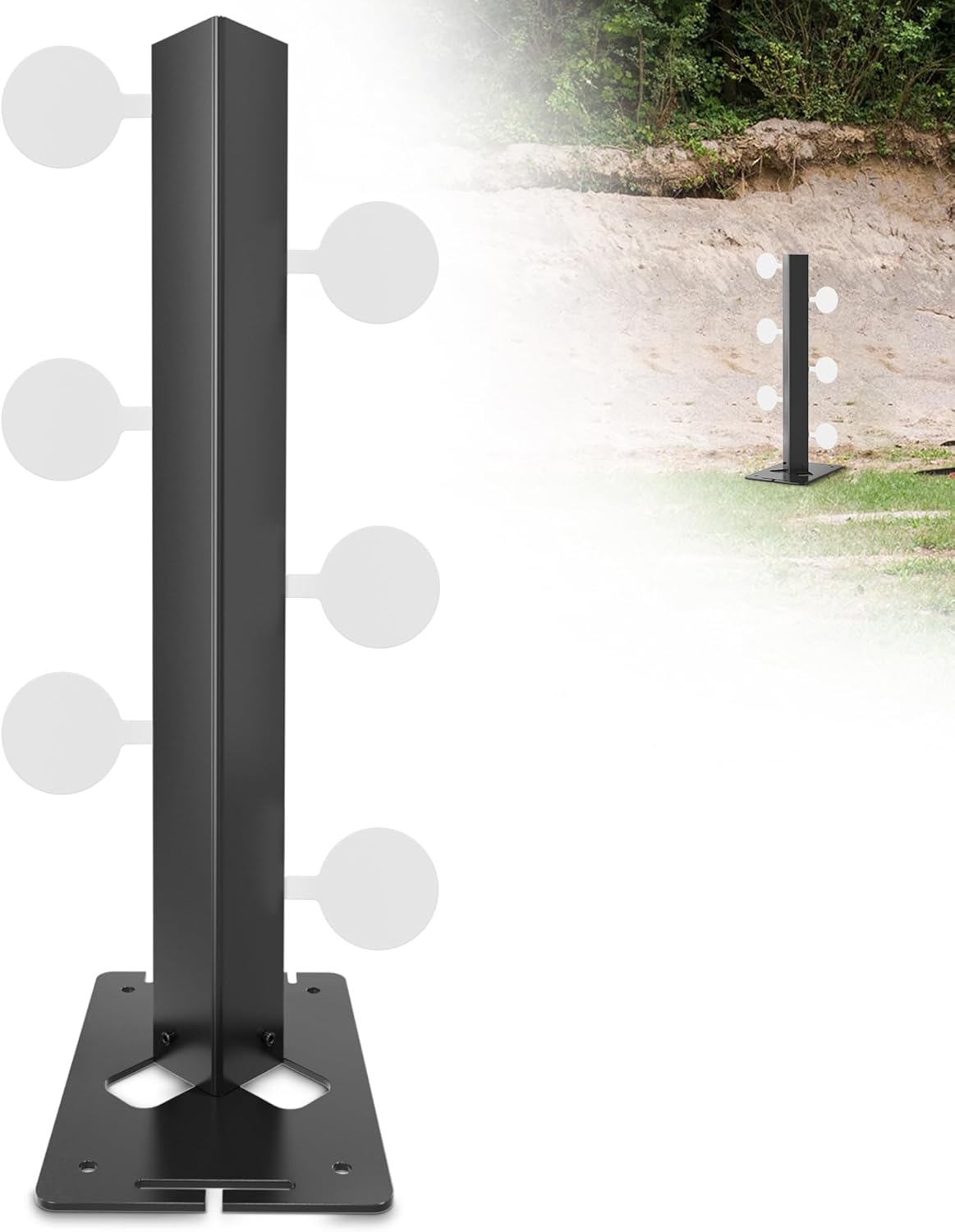 Skiennix Metal Swing Shooting Target Stand - Heavy Duty Alloy Steel with 6 Steel Plates | 180° Rotation for Airsoft BB Guns