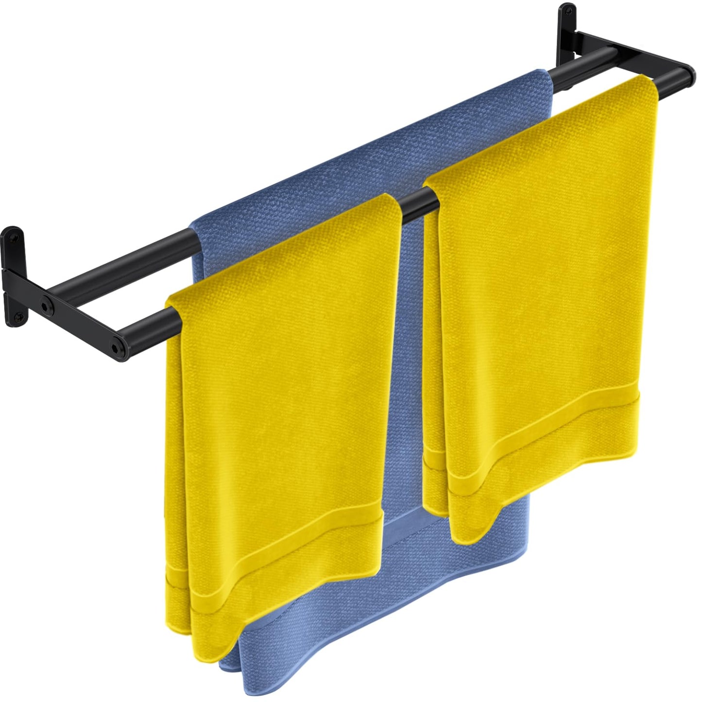 XEENEW Double Towel Bar, 24 Inch Towel Racks for Bathroom, Stainless Steel Bathroom Towel Holder, Towel Rack Wall Mounted Towel Hanger Towel Rod, Matte Black