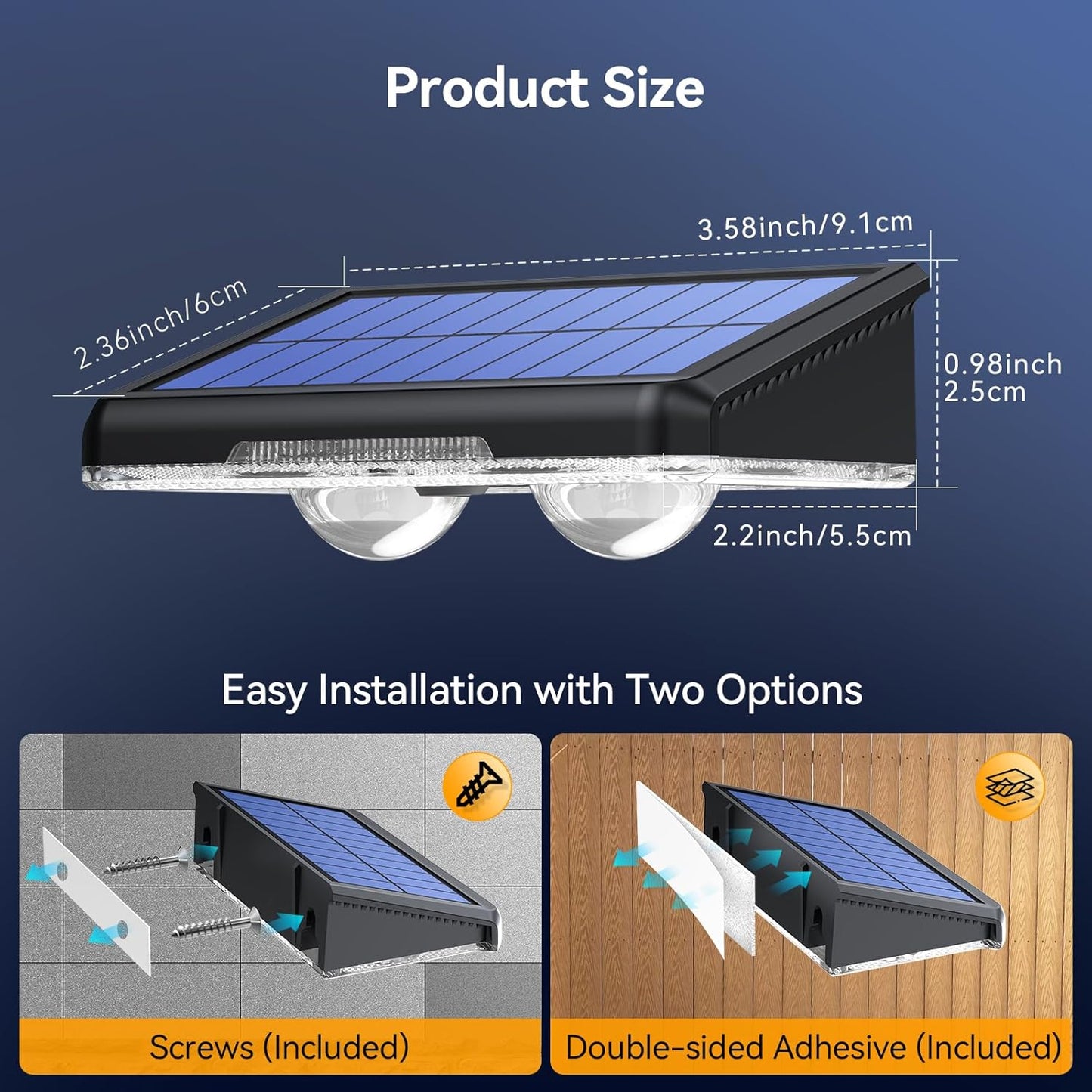 TECKNET Solar Fence Lights - 12 Pack LED Outdoor Lighting, IP66 Waterproof, Warm White & RGB Colors for Deck, Patio, Pool, and Backyard