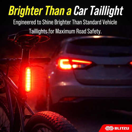 BLITZU USB-C Rechargeable Bike Tail Light 2 Pack, Bright Bicycle Rear Cycling Safety Flashlight Accessories for Night Riding, Cyborg 120T, 4 Light Modes for Adults Kids Men Women Road Mountain