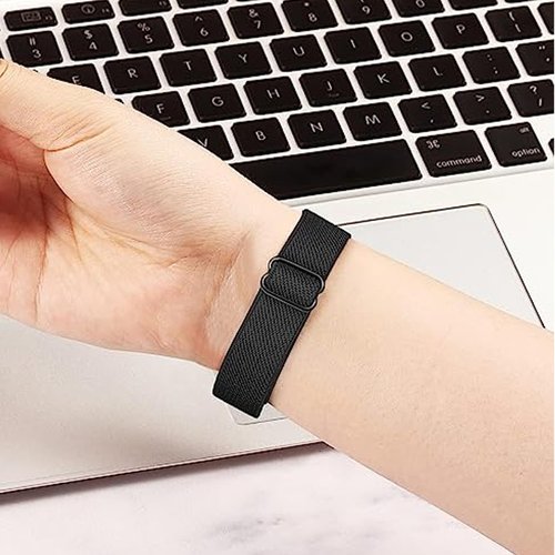 Compatible with Garmin Forerunner 235 Bands for Forerunner 220/230/235/620/630/735XT/235 Lite Women Men,Adjustable Stretchy Solo Loop Elastic Nylon Sport Strap for SmartWatch Replacement (Black&Navy&Boho Teal)