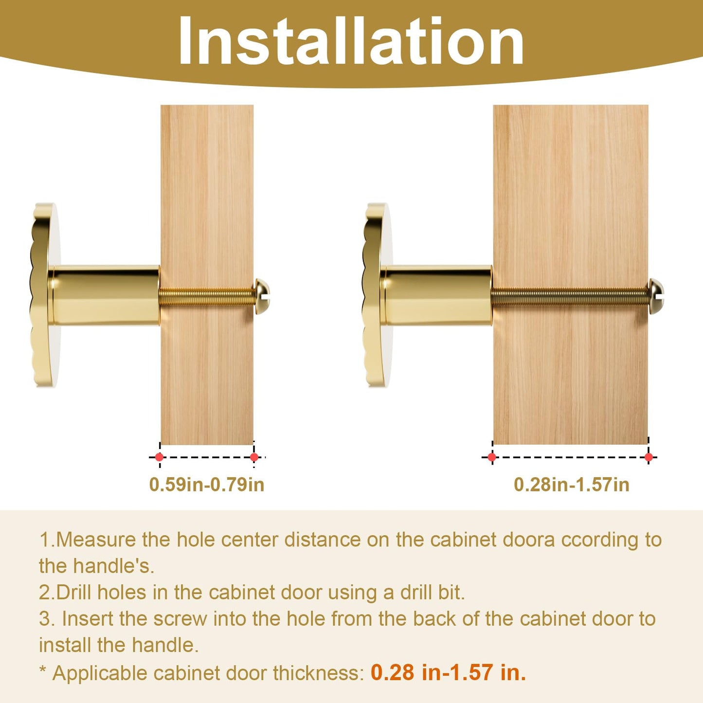 Xisakaca 6 Pack Gold Cabinet Knobs, Round Drawer Pulls Cabinet Door Knobs Kitchen Cupboard Bathroom Dresser Cabinet Hardware Handles