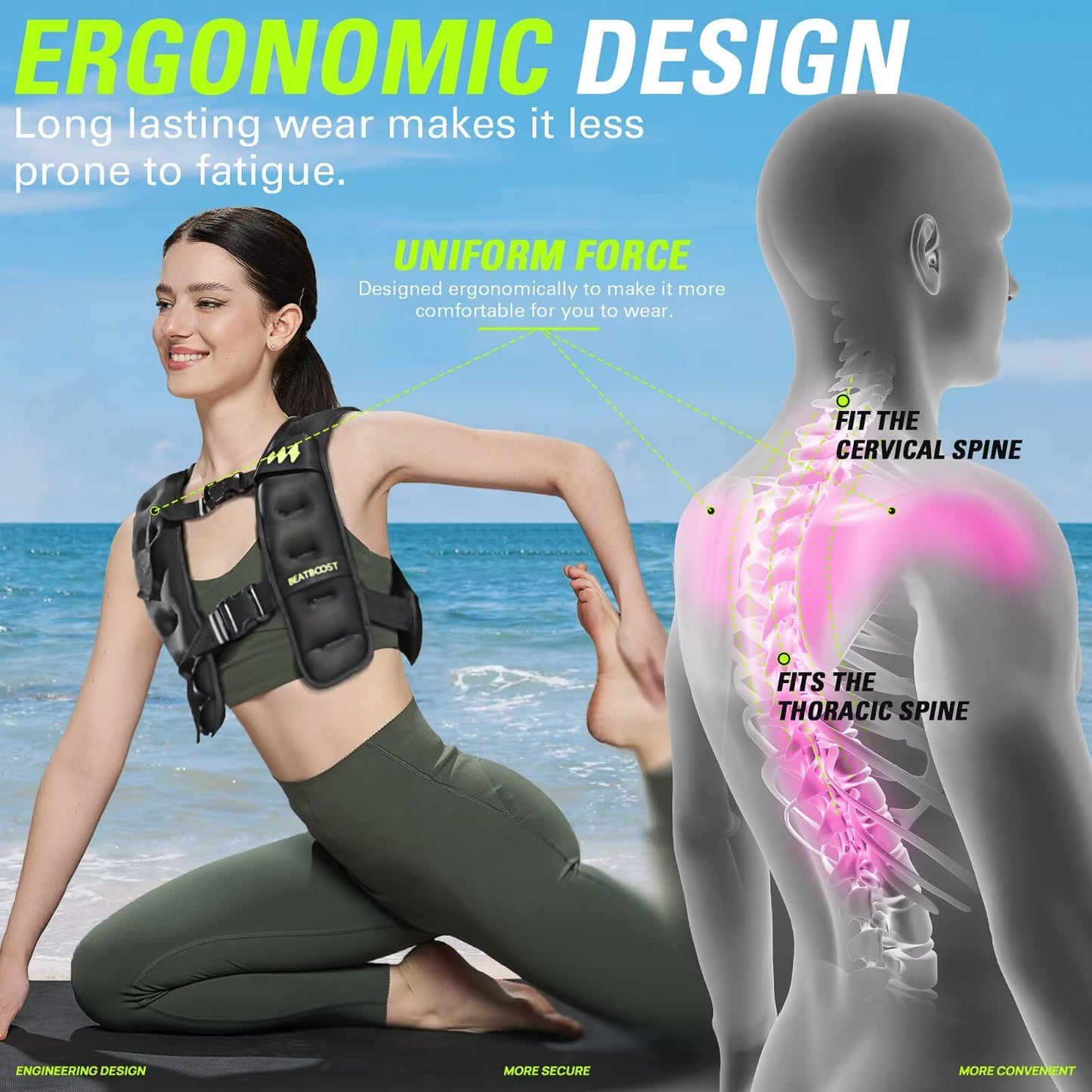 BeatBoost Weighted Vest Men 25lb Weight Vest with 4lb Wrist Ankle Weights Set for Walking Strength Training Running Workout