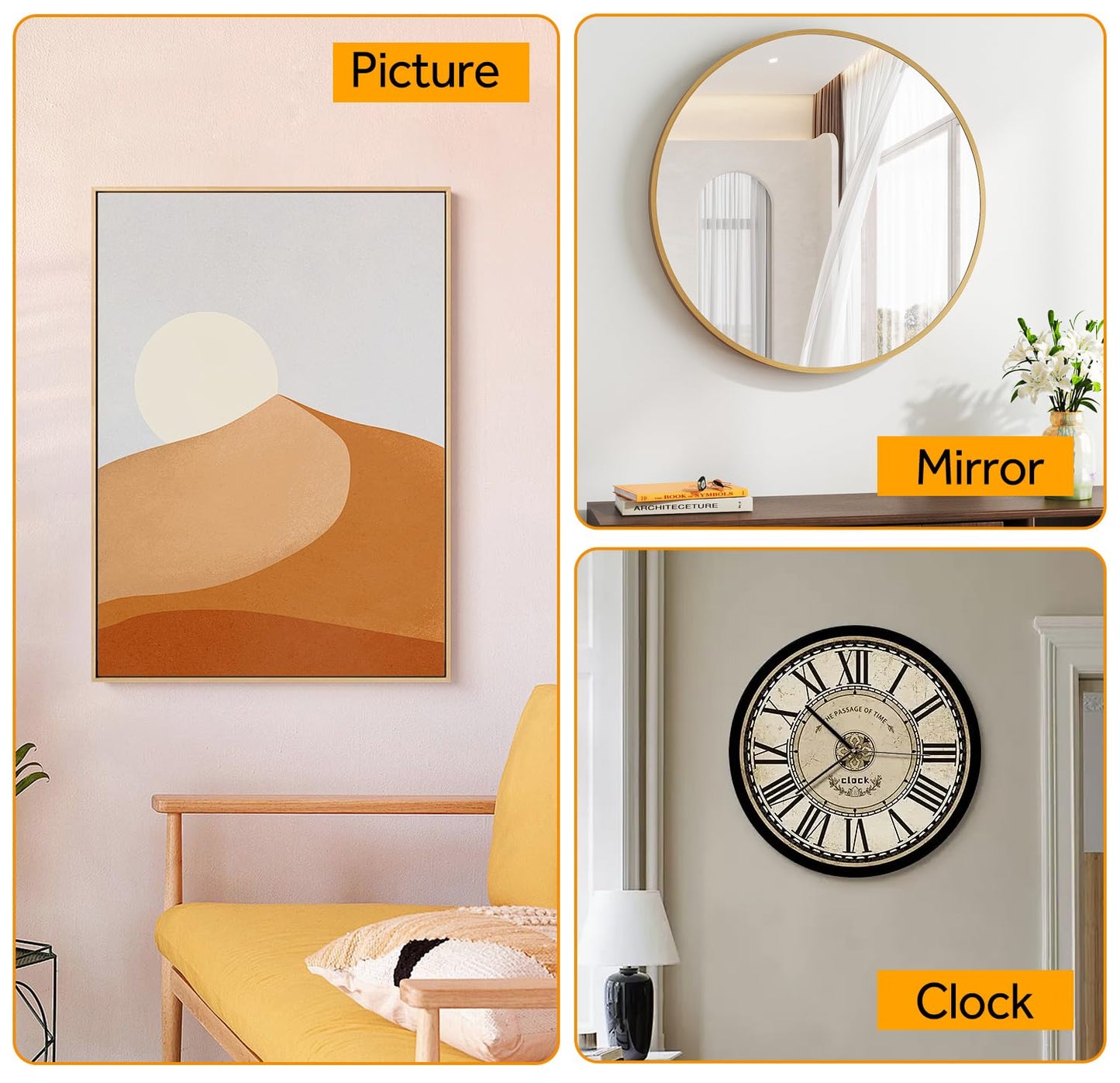 Picture Hanging Kit with Position Nail, Picture Hanging Tool with Level, Perfect Wall Picture Hanger for Frame, Art, Painting, Photo, Poster