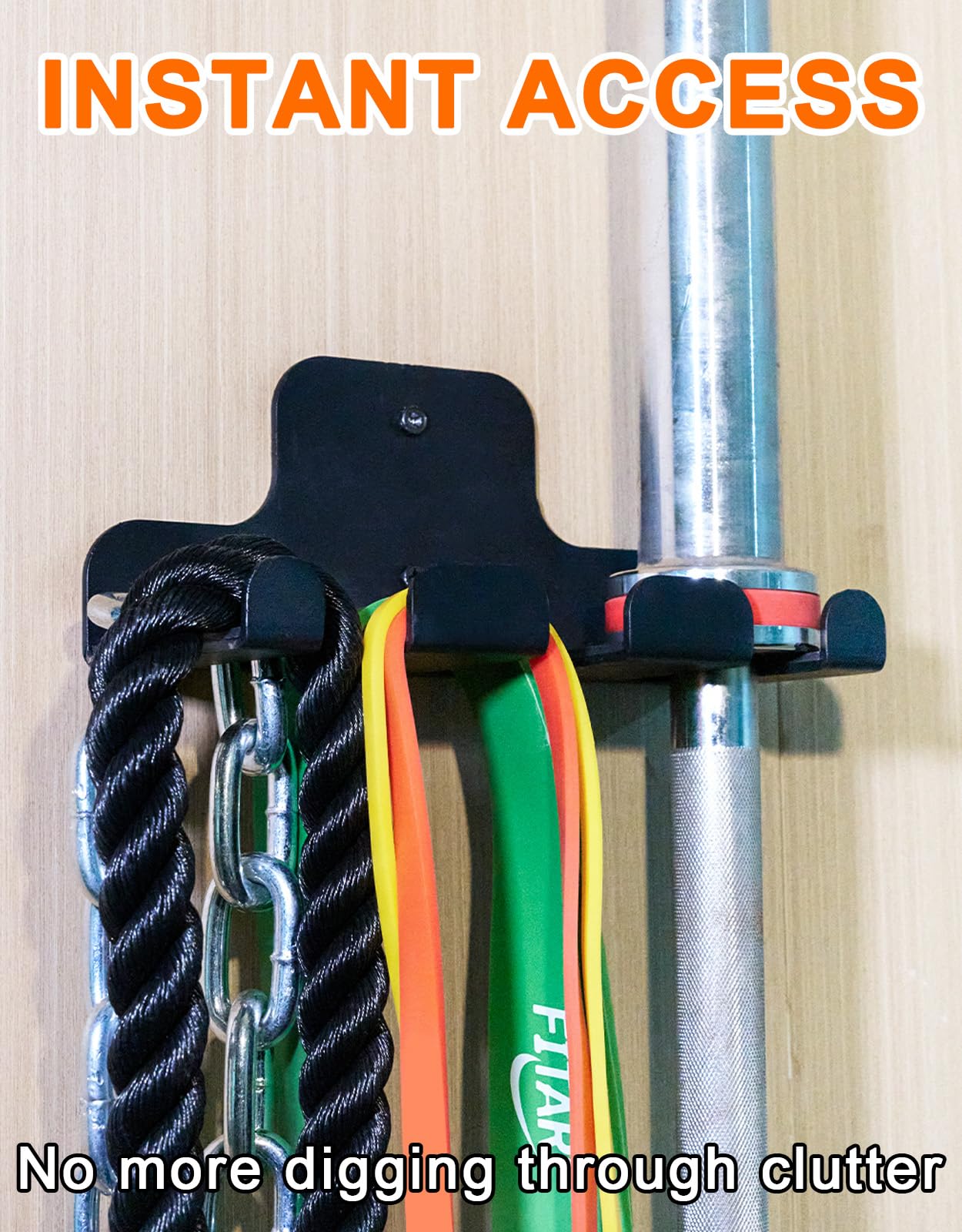 Fitarc Barbell Wall Mounted Barbell Hanger for 33mm Bar，Olympic Barbell Holder,Hanging Barbell Rack for Home Gym,Free Weight Racks,Home & Gym Bar Wall Rack to Saving Space