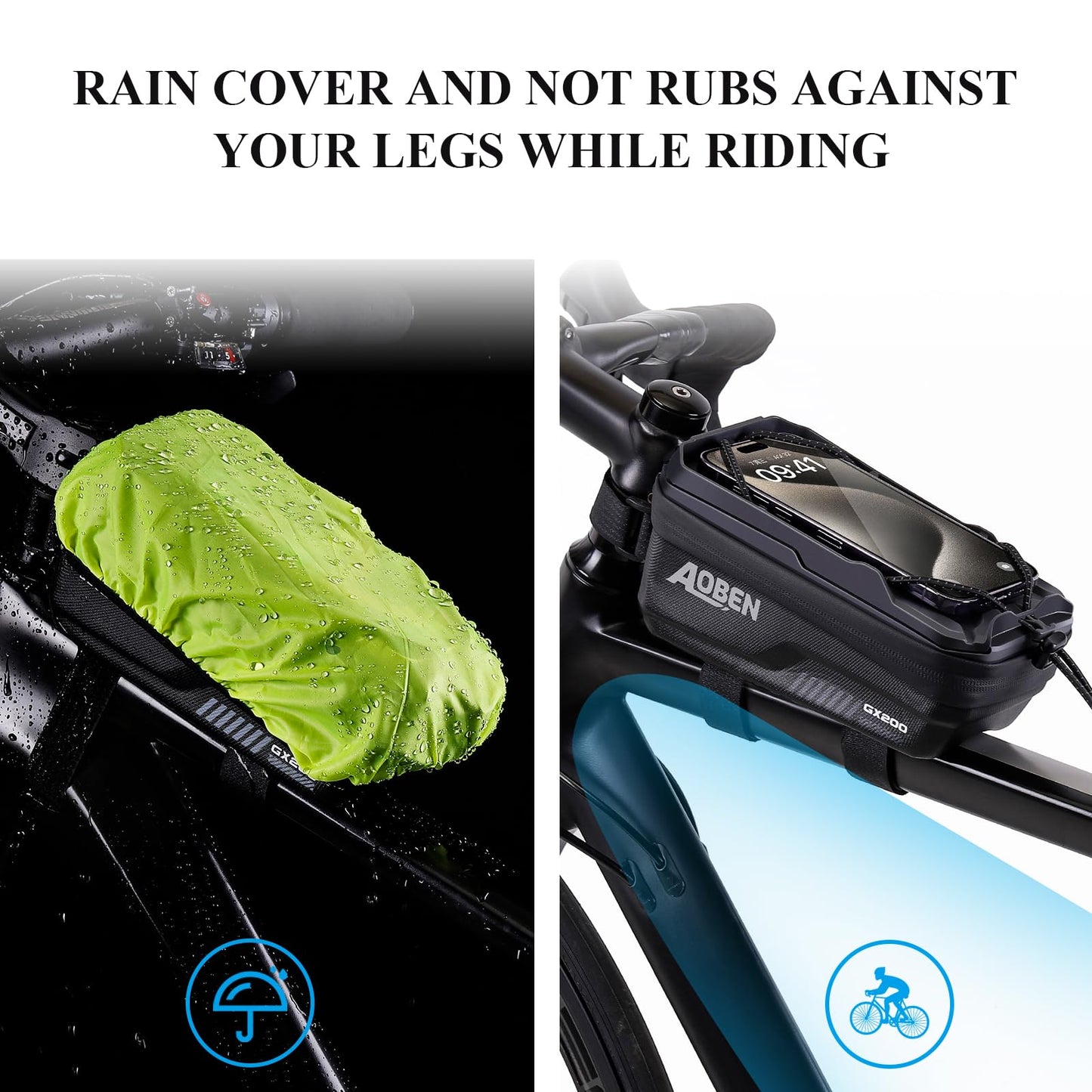 Aoben Bike Bicycle Phone Front Frame Bag for Mountain Bike Road Bike, EVA Hard Casing Bike Phone Holder Bike Phone Mount for MTB, Bike Bicycle Accessories for Cell Phone Under 6.8 Inches (Army Green)