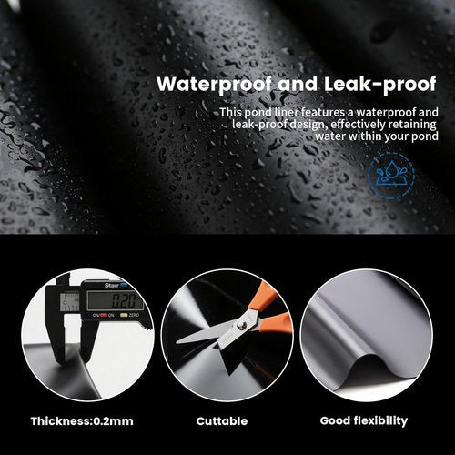 **Skiennix 15 Mil HDPE Black Pond Liner - Waterproof 10 x 20 FT for Outdoor Fish & Koi Ponds**