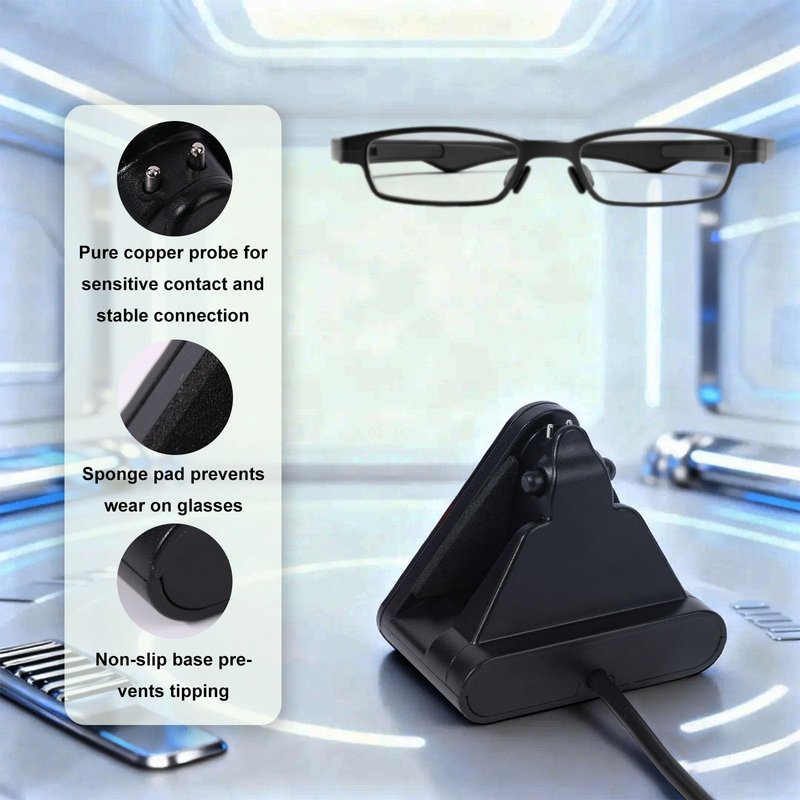 Glasses Charger for Meta, Black Smart Glasses Charging Dock with Adapter for Fast Magnetic Charging Station RW4008 RW4006