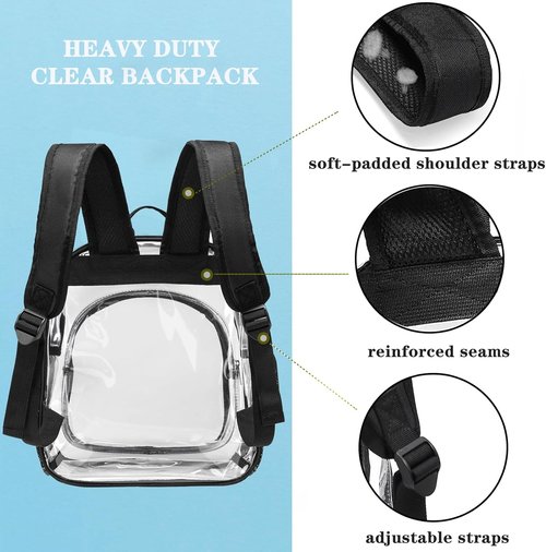 Clear Backpack - Stadium Approved 12x12x6 | Ideal for Concerts, Festivals, and Security