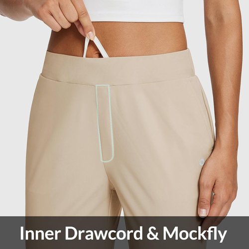 Baleaf Women's Travel Pants - Lightweight Stretch with Zipper Pockets | Petite Ankle Design for Golf & Business Casual