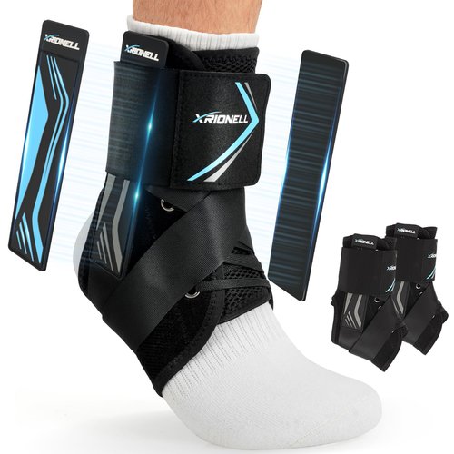 XRIONELL 2 Pack Quick Lace Up Ankle Brace for Women & Men,Slim Fit Ankle Support Brace with Side Stabilizing Pads,Adjustable & Breathable Ankle Support for Basketball Volleyball Sports, M