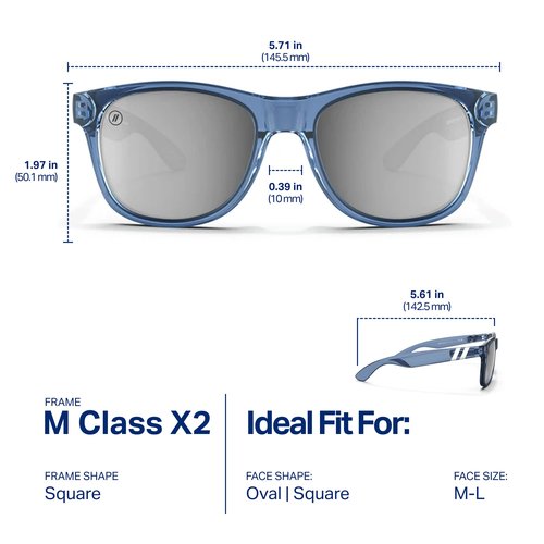 Blenders Eyewear M Class X2 – Polarized Sunglasses – Round Lens, Spring Loaded Hinge – 100% UV Protection – For Men & Women – Deep Blue