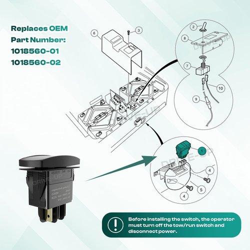 DRIVE UP Foward Reverse Switch Compatible with Club Car DS, Precedent 1996-Up 48V Electric Golf Cart PowerDrive Plus and Tempo 2018-Up Electric Golf Cart, OEM 101856001 101856002